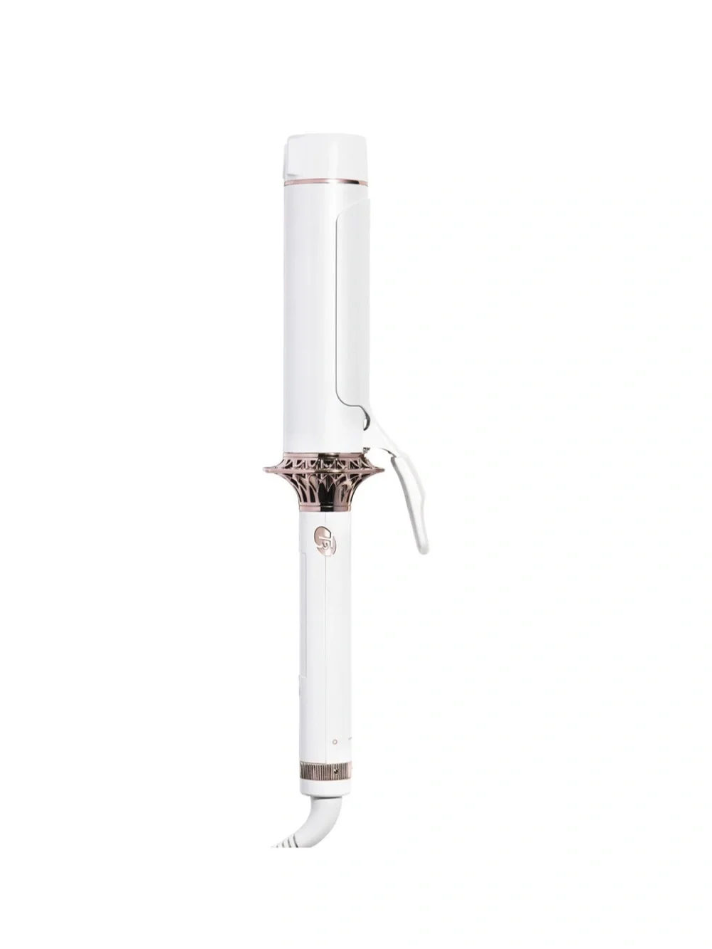 T3 Body Waver 1.75 White Curling Iron with Rose Gold Accents